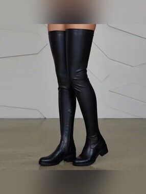 New Stretch Over-The-Knee (Thigh-High) Vegan Leather Boots - Women Size US 11